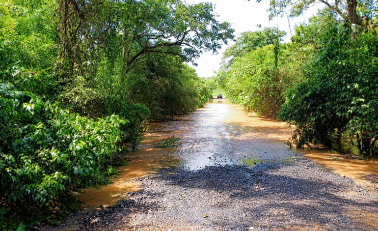 RIO PINHAL TRANSBORDA E PONTE É INTERDITADA EM ESTRADA RURAL DE LIMEIRA