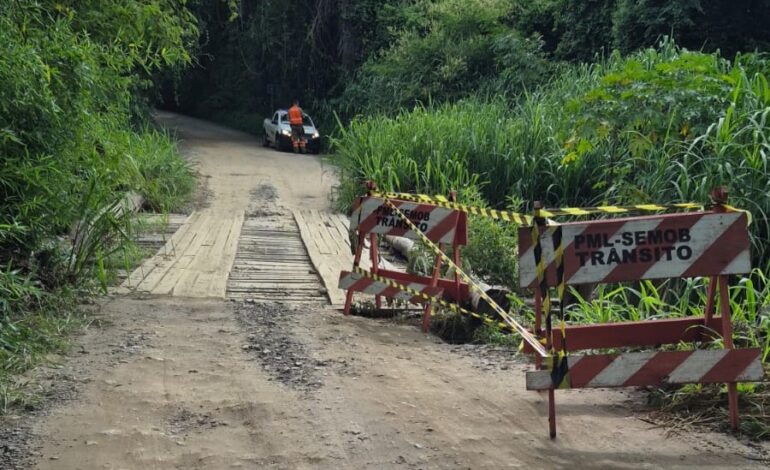 Ponte na estrada rural LIM-340 é interditada após desmoronamento
