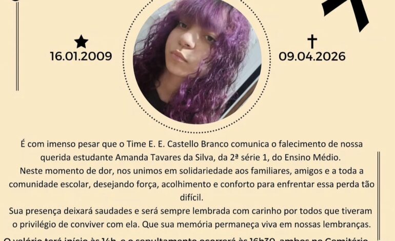 Escola de Limeira lamenta morte de estudante em nota oficial