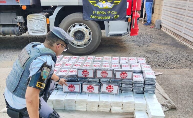 Cocaína avaliada em R$ 6 milhões é apreendida no interior de SP